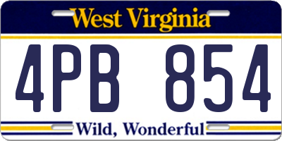WV license plate 4PB854