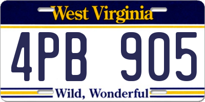 WV license plate 4PB905