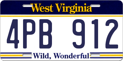 WV license plate 4PB912