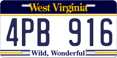 WV license plate 4PB916