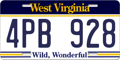 WV license plate 4PB928