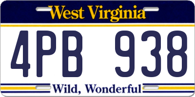 WV license plate 4PB938