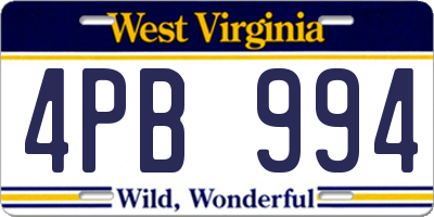WV license plate 4PB994