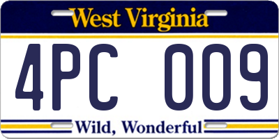 WV license plate 4PC009