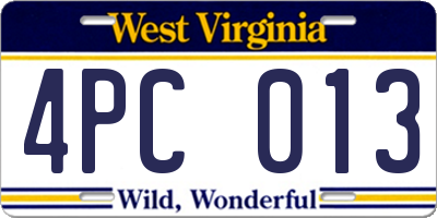 WV license plate 4PC013