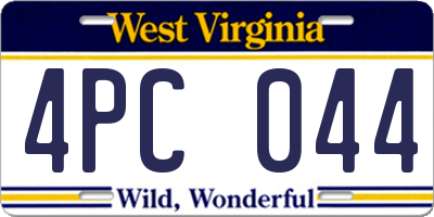 WV license plate 4PC044