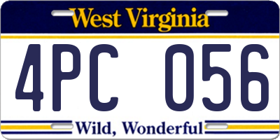WV license plate 4PC056