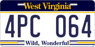 WV license plate 4PC064