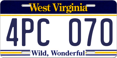 WV license plate 4PC070
