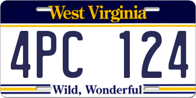 WV license plate 4PC124
