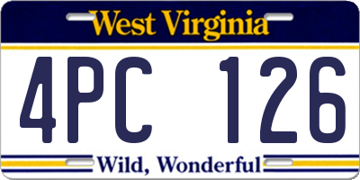 WV license plate 4PC126