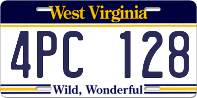 WV license plate 4PC128