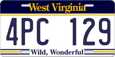 WV license plate 4PC129