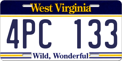WV license plate 4PC133