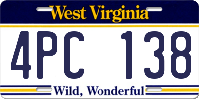 WV license plate 4PC138