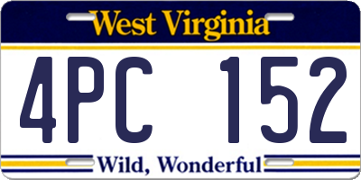 WV license plate 4PC152