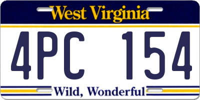 WV license plate 4PC154