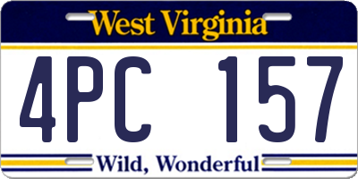 WV license plate 4PC157