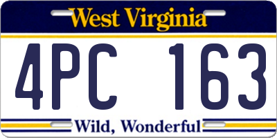 WV license plate 4PC163