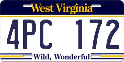 WV license plate 4PC172
