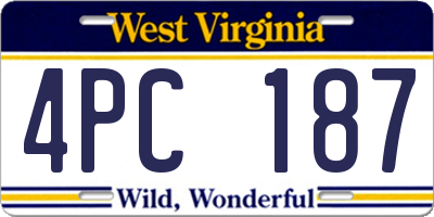 WV license plate 4PC187
