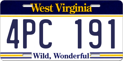WV license plate 4PC191