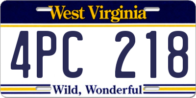 WV license plate 4PC218