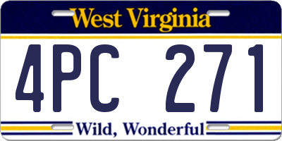 WV license plate 4PC271