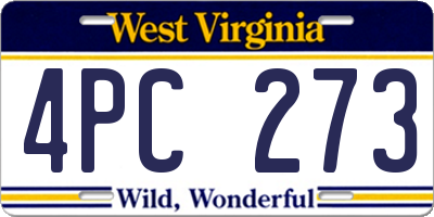 WV license plate 4PC273