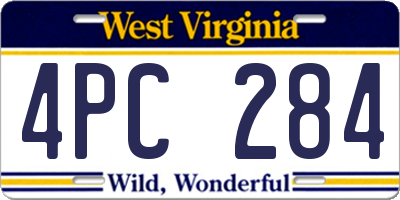 WV license plate 4PC284