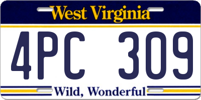 WV license plate 4PC309