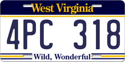 WV license plate 4PC318