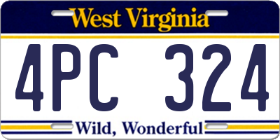 WV license plate 4PC324