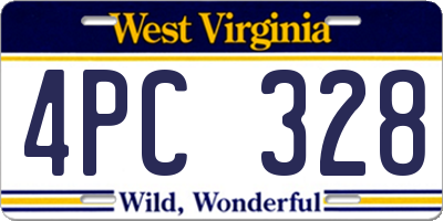 WV license plate 4PC328
