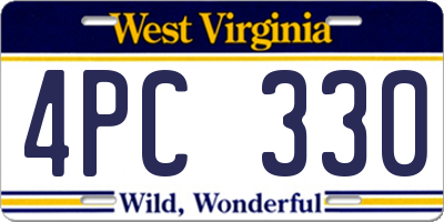 WV license plate 4PC330