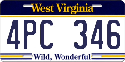 WV license plate 4PC346