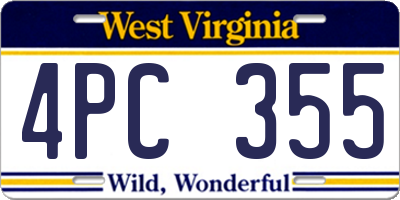 WV license plate 4PC355