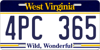 WV license plate 4PC365