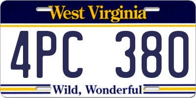 WV license plate 4PC380