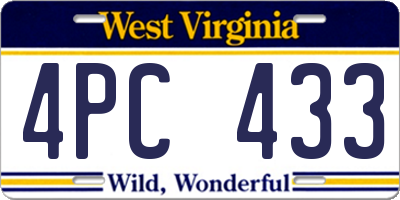 WV license plate 4PC433