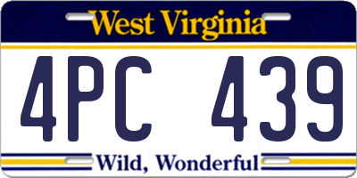 WV license plate 4PC439