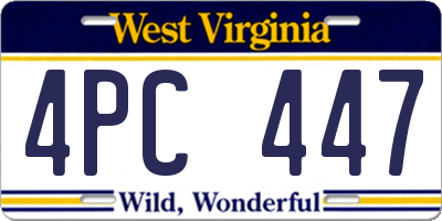 WV license plate 4PC447