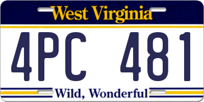 WV license plate 4PC481