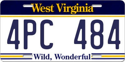 WV license plate 4PC484