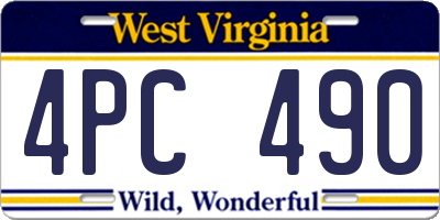 WV license plate 4PC490