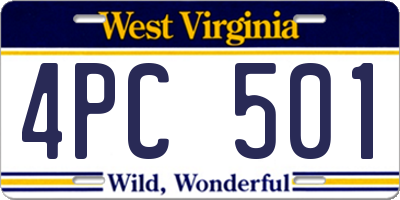 WV license plate 4PC501