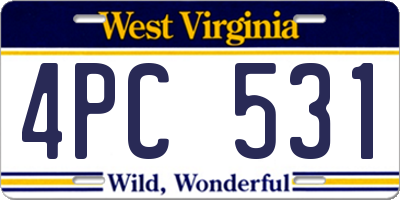 WV license plate 4PC531