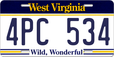 WV license plate 4PC534