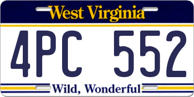 WV license plate 4PC552