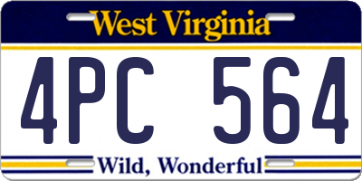 WV license plate 4PC564